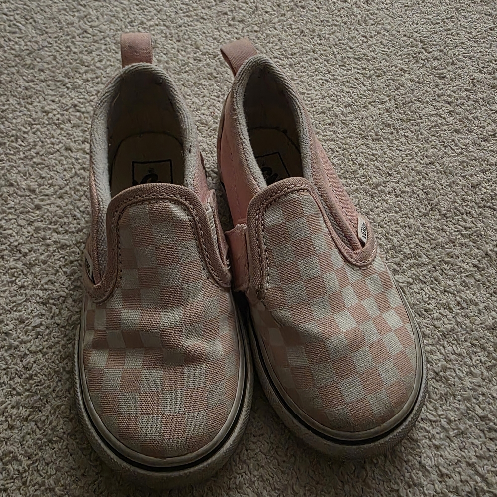 Vans Kids Pink Checkered Slip-On Shoes